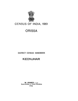District Census Handbook, Keonjhar , Orissa