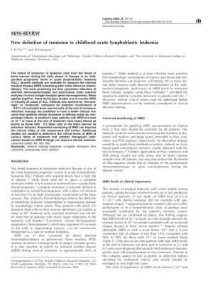 MINI-REVIEW New Definition of Remission in Childhood Acute