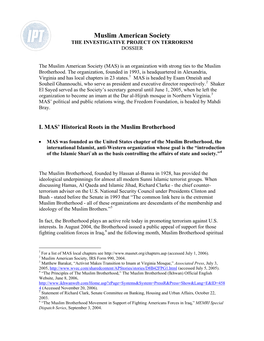Muslim American Society the INVESTIGATIVE PROJECT on TERRORISM DOSSIER