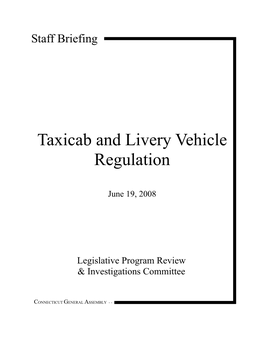Taxicab and Livery Vehicle Regulation