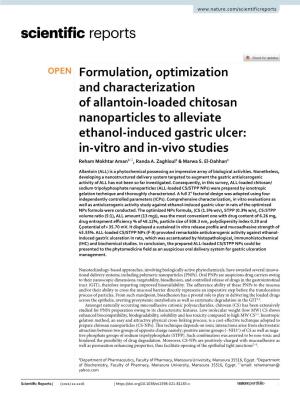 Formulation, Optimization and Characterization of Allantoin-Loaded