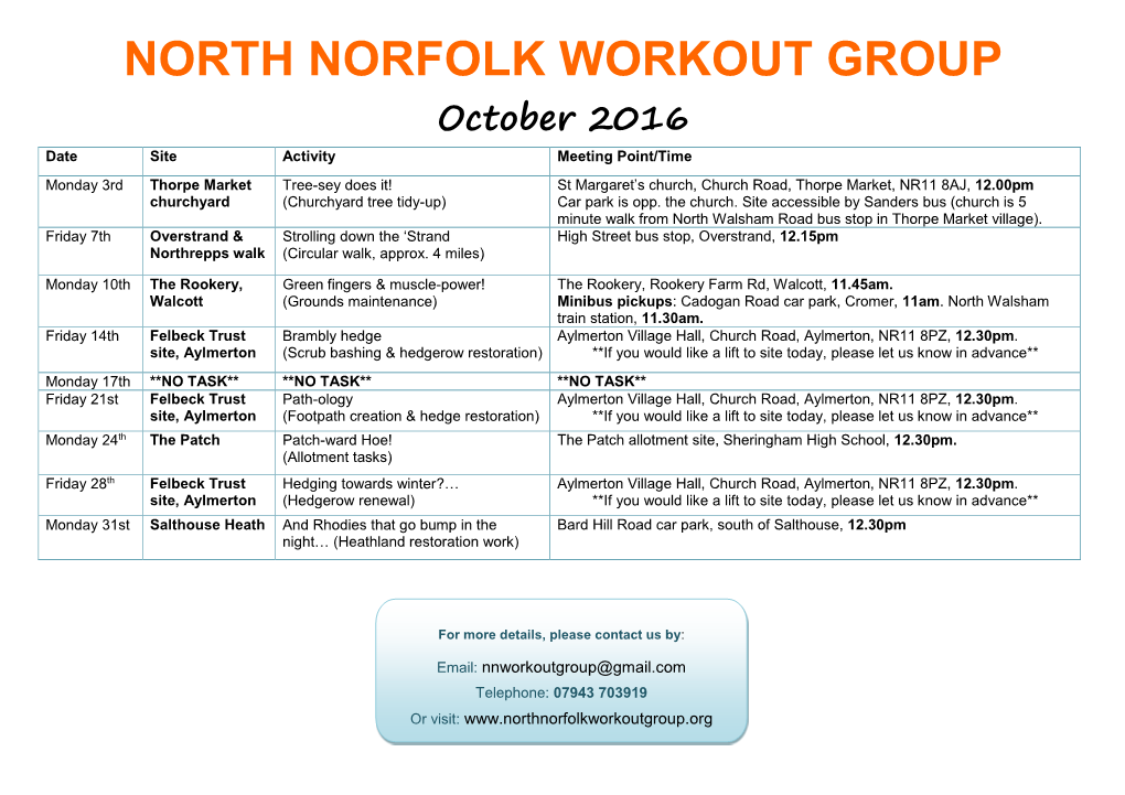 North Norfolk Workout Group