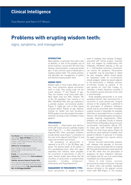 Problems with Erupting Wisdom Teeth: Signs, Symptoms, and Management