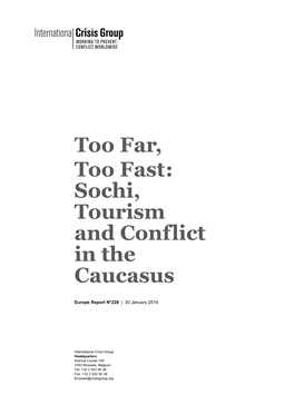Sochi, Tourism and Conflict in the Caucasus