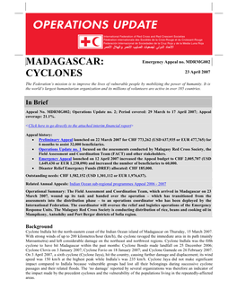 Madagascar: Cyclones; Emergency Appeal No