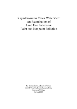 Kayaderosseras Creek Watershed: an Examination of Land Use Patterns & Point and Nonpoint Pollution