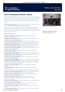 2012 Fellowship Election Results