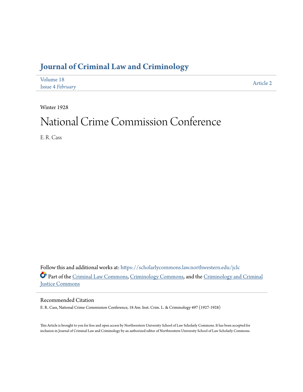 National Crime Commission Conference E