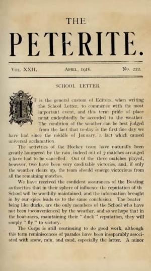 APRIL, 1916. SCHOOL LETTER T Is the General