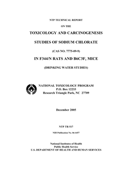 Sodium Chlorate (CASRN 7775-09-9) in F344/N Rats and B6c3f1mice