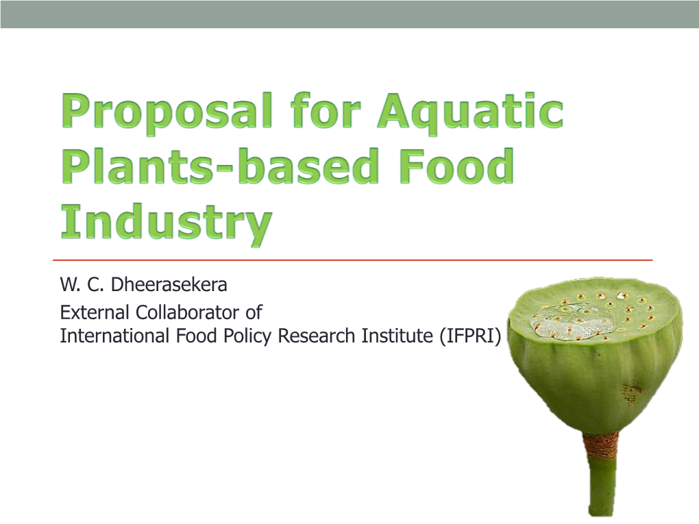 Proposal for Aquatic Plants-Based Food Industry