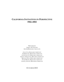 California Initiatives in Perspective 1966-2002