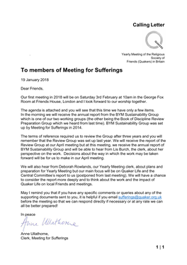 To Members of Meeting for Sufferings
