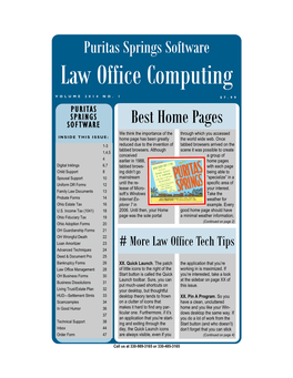 Volume 2014, No. 1 Law Office Computing Page Puritas Springs Software Law Office Computing