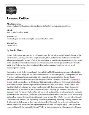 Lenore Coffee