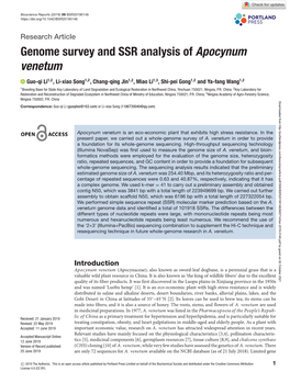 Genome Survey and SSR Analysis of Apocynum Venetum