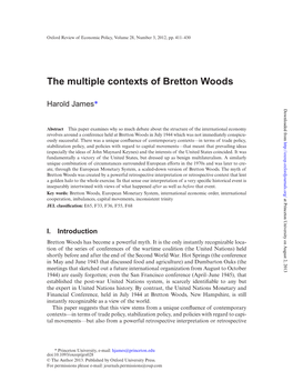 The Multiple Contexts of Bretton Woods