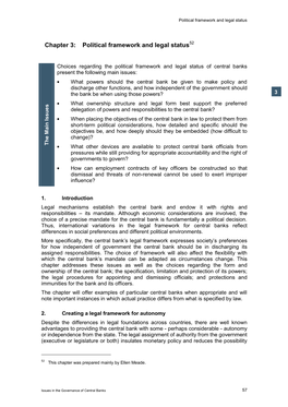 Chapter 3: Political Framework and Legal Status52