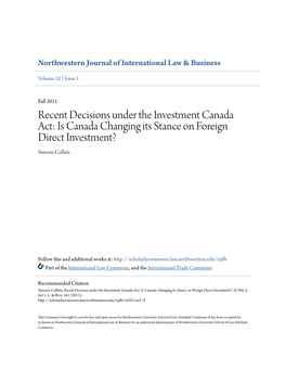 Is Canada Changing Its Stance on Foreign Direct Investment? Simone Collins
