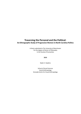 Traversing the Personal and the Political: an Ethnographic Study of Progressive Women in North Carolina Politics