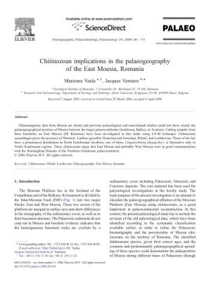 Chitinozoan Implications in the Palaeogeography of the East Moesia, Romania ⁎ Marioara Vaida A,1, Jacques Verniers B