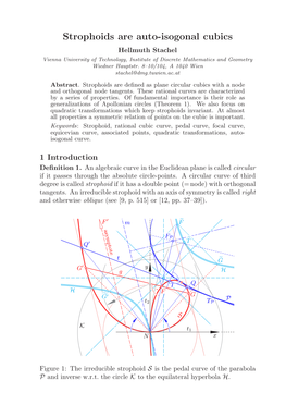 Strophoids Are Auto-Isogonal Cubics Hellmuth Stachel Vienna University of Technology, Institute of Discrete Mathematics and Geometry Wiedner Hauptstr