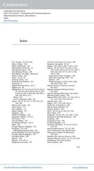 Cambridge University Press 978-1-107-13504-8 — Insurgencies and Counterinsurgencies Edited by Beatrice Heuser , Eitan Shamir Index More Information