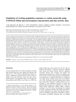 Simulation of Working Population Exposures to Carbon Monoxide Using EXPOLIS-Milan Microenvironment Concentration and Time-Activity Data