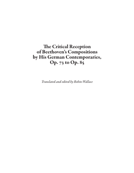 The Critical Reception of Beethoven's Compositions by His German