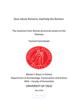 UNIVERSITY of OSLO May 2018