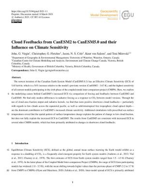 Cloud Feedbacks from Canesm2 to Canesm5.0 and Their Influence On