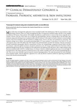 9Th Clinical Dermatology Congress Psoriasis, Psoriatic Arthritis & Skin