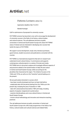 Patterns Lectures 2012/13