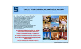 Kintetsu 2021 Nationwide Preferred Hotel Program