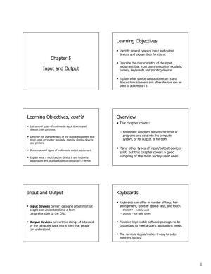Chapter 5 Input and Output Learning Objectives