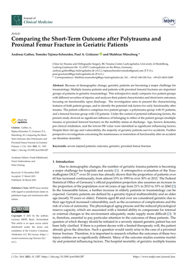 Comparing the Short-Term Outcome After Polytrauma and Proximal Femur Fracture in Geriatric Patients