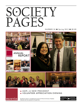 Society Pages Letter from the Outgoing President