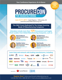 The ONLY Event Dedicated to the Unique Sourcing Needs of Manufacturing Companies