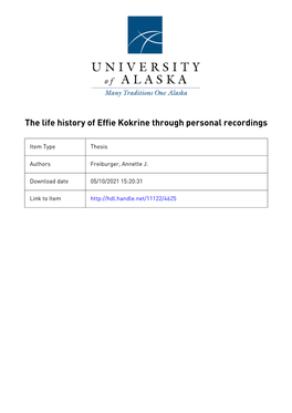 The Life History of Effie Kokrine Through Personal Recordings