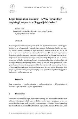 Legal Translation Training – a Way Forward for Aspiring Lawyers in a Clogged Job Market?