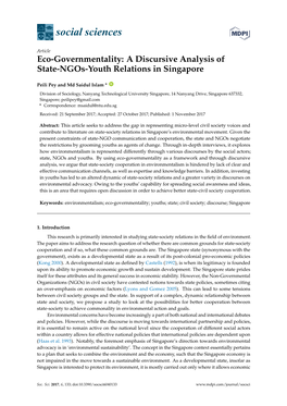 Eco-Governmentality: a Discursive Analysis of State-Ngos-Youth Relations in Singapore