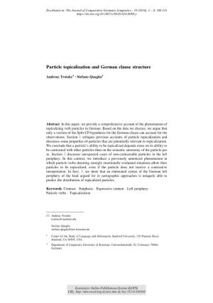 Particle Topicalization and German Clause Structure