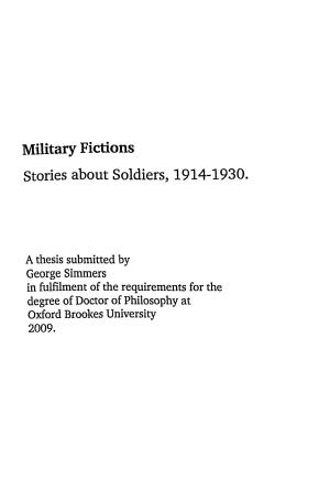 Stories About Soldiers, 1914-1930