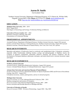 Aaron D. Smith Curriculum Vitae