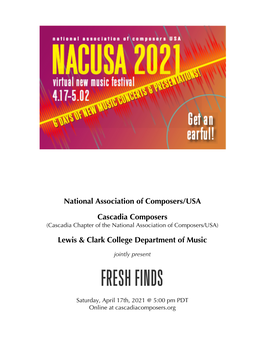 Fresh Finds Concert Program Booklet