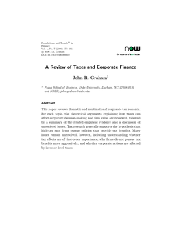 A Review of Taxes and Corporate Finance