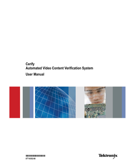 Cerify Automated Video Content Verification System User Manual