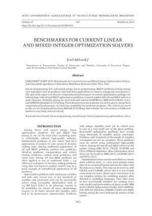 Benchmarks for Current Linear and Mixed Integer Optimization Solvers