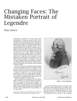 Changing Faces: the Mistaken Portrait of Legendre