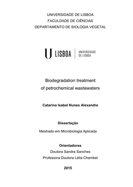 Biodegradation Treatment of Petrochemical Wastewaters